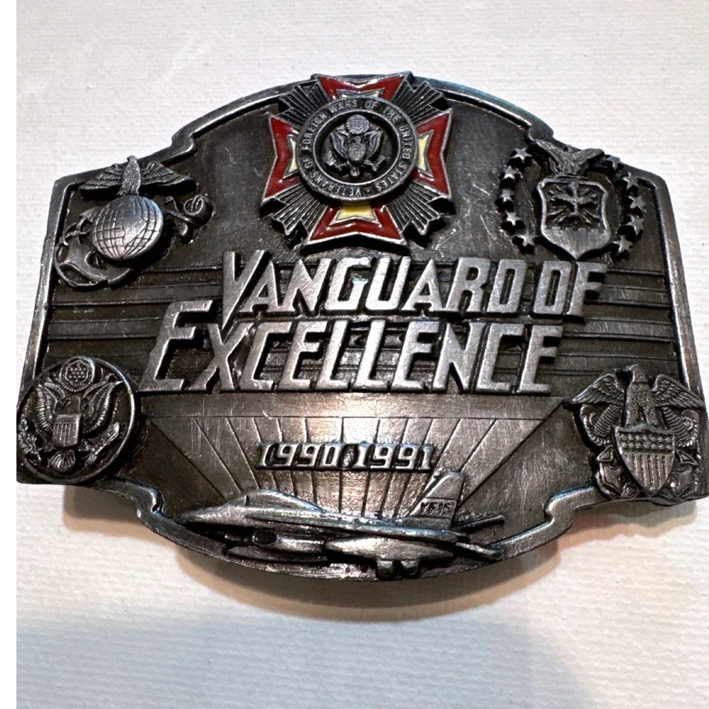 Siskiyou Belt Buckle Mens OS Silver Excellent VFW Vanguard of Excellence 1990&91